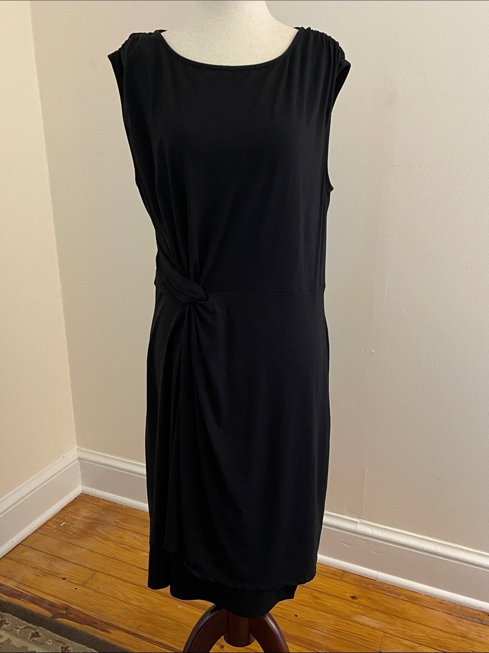 Tommy Bahama Black Knot Front Knit Dress Large Sleeveless Midi